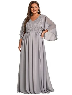 Plus Size Maxi Chiffon Formal Evening Dress Bridesmaid Dress Wedding Guest Dress 0640-PZ