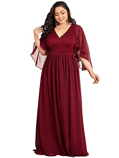 Ever-Pretty Plus Size Maxi Chiffon Formal Evening Dress Bridesmaid Dress Wedding Guest Dress 0640-PZ