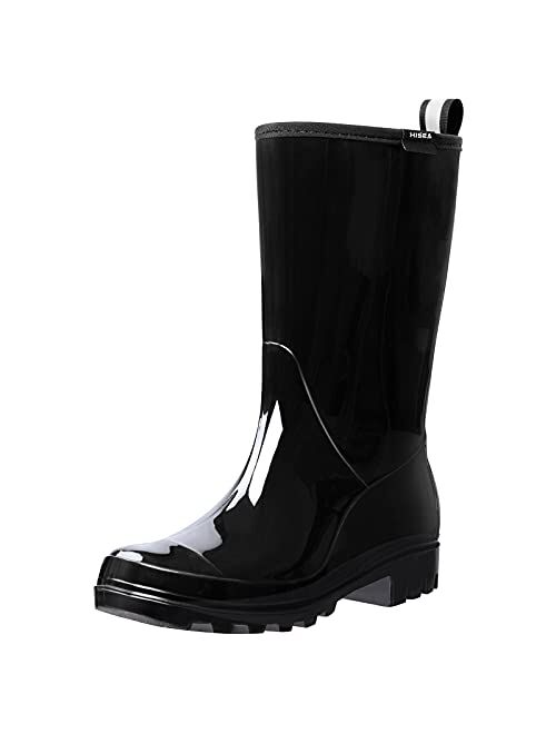 HISEA Women's Rain Boots Waterproof Rubber Rain Shoes for Ladies Mid Calf Garden Boots with Comfort Insole