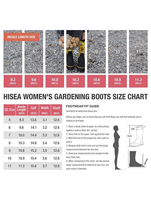 Hisea Rain Boots for Women Mid Calf Muck Rubber Boots Waterproof Neoprene Insulated Barn Boots for Mud Working Gardening