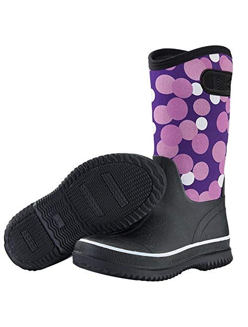 Hisea Rain Boots for Women Mid Calf Muck Rubber Boots Waterproof Neoprene Insulated Barn Boots for Mud Working Gardening