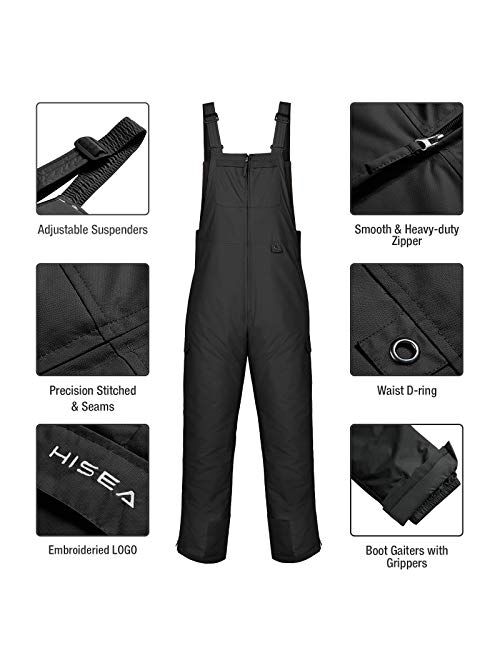 HISEA Men's Snow Bib Overalls 3M Thinsulate Ski Pants Waterproof Insulated Snowboard Overalls