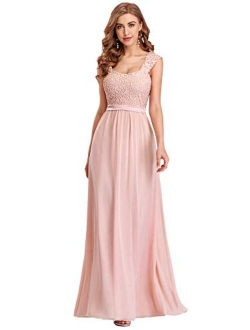 Women's A-Line Floral Lace Bridesmaid Dress Prom Party Dress 7704