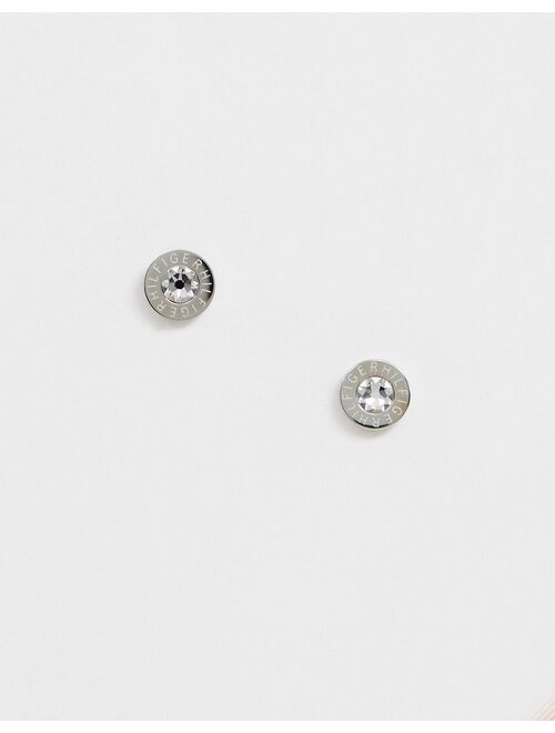 Tommy Hilfiger logo stud earrings in silver