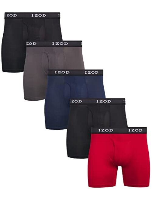 IZOD Men's Underwear - Performance Boxer Briefs with Mesh Functional Fly (5 Pack)