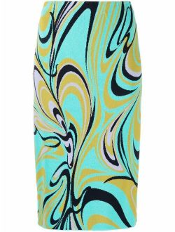 Emilio Pucci Onde print knitted midi skirt