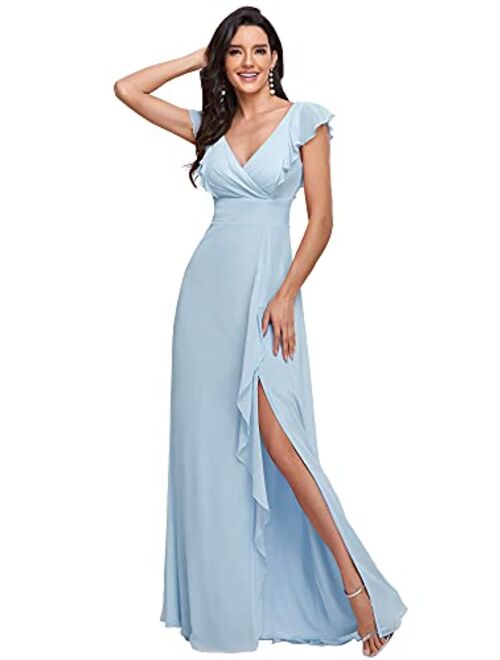 Ever-Pretty Women's Spilt Side Sleeveless Chiffon Long Bridesmaid Dress 0208