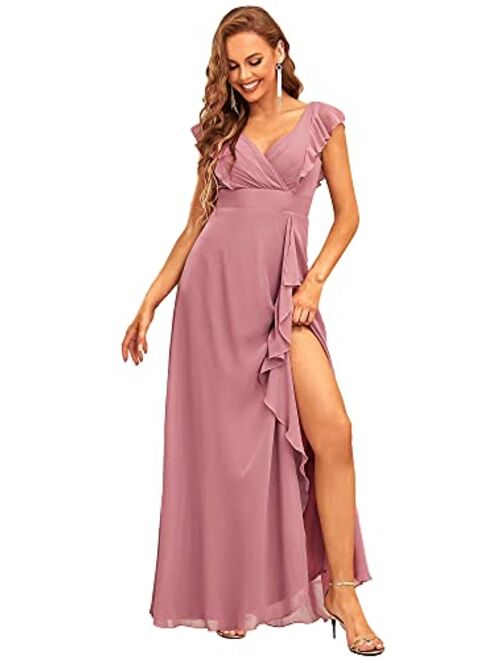 Ever-Pretty Women's Spilt Side Sleeveless Chiffon Long Bridesmaid Dress 0208