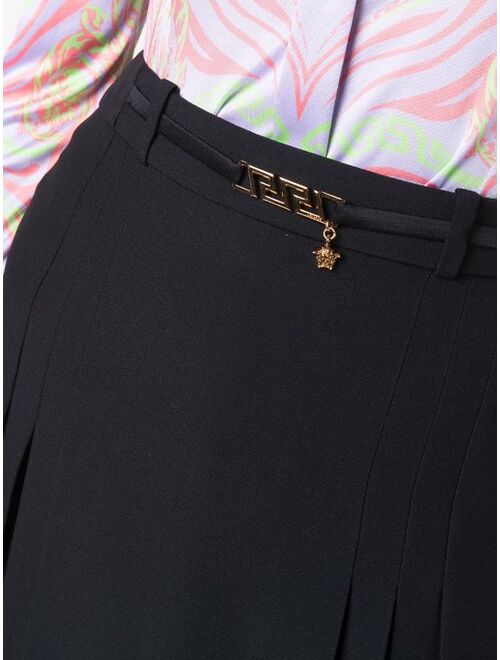 Versace Medusa-plaque detail pleated skirt