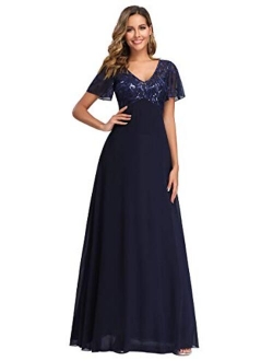 Women's A-Line Sweetheart Illusion Embroidered Maxi Party Evening Dress 7706