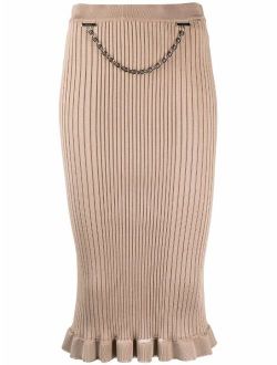 ribbed chain-trim pencil skirt