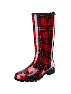 Women's Rain Boots Waterproof Garden Boots Ladies Knee High Wellies Comfort Anti-slip Outsole