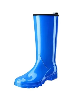 Women's Rain Boots Waterproof Garden Boots Ladies Knee High Wellies Comfort Anti-slip Outsole