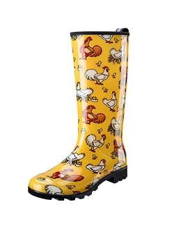 Women's Rain Boots Waterproof Garden Boots Ladies Knee High Wellies Comfort Anti-slip Outsole