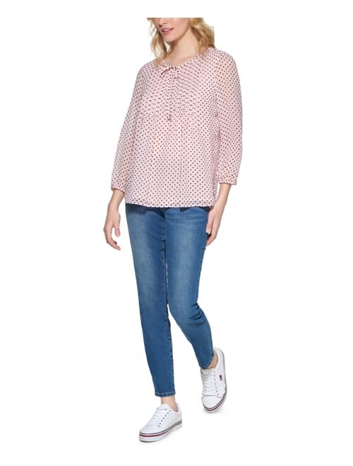 Tommy Hilfiger Dot Keyhole Blouse