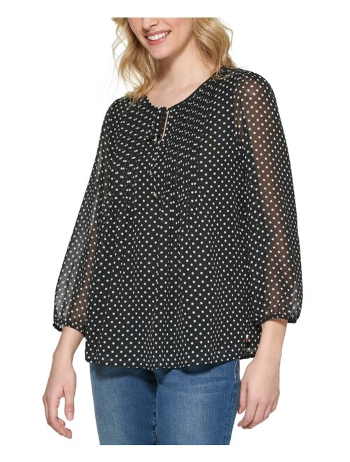 Tommy Hilfiger Dot Keyhole Blouse