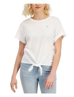 Short-Sleeve Tie-Front Top