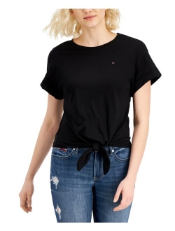 Short-Sleeve Tie-Front Top