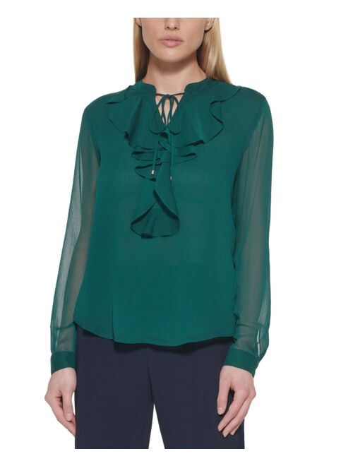 Tommy Hilfiger Ruffled Tie-Neck Blouse