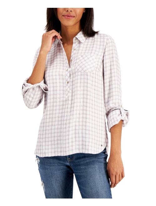 Tommy Hilfiger Shine Plaid Button-Front Shirt