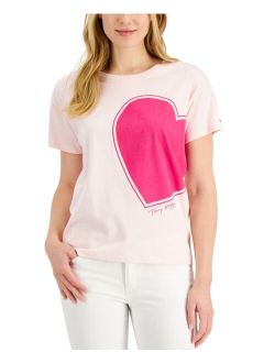 Crew-Neck Heart-Graphic T-Shirt