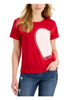 Crew-Neck Heart-Graphic T-Shirt