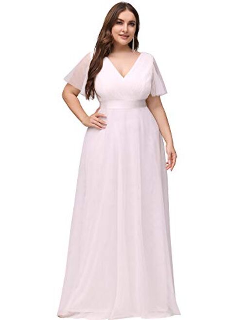 Ever-Pretty Women's Double V-Neck Empire Waist Front Wrap Plus Size Evening Dress 7962-PZ