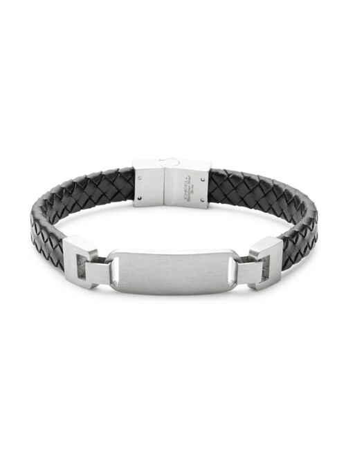 Eves's jewelry Eve's Jewelry Men's Black Brai Ded Leather Id Bracelet