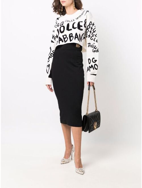 Dolce & Gabbana logo-plaque pencil skirt