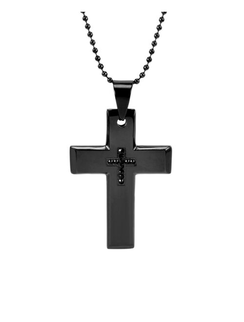 Eves's jewelry Eve's Jewelry Men's Black Plate Stainless Steel Cross Necklace