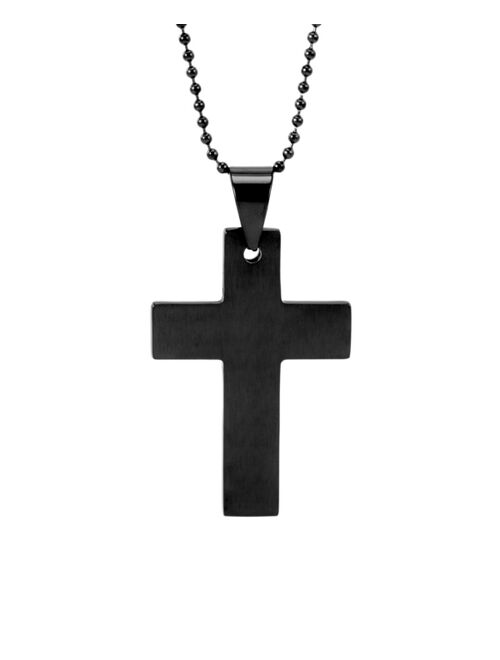 Eves's jewelry Eve's Jewelry Men's Black Plate Stainless Steel Cross Necklace