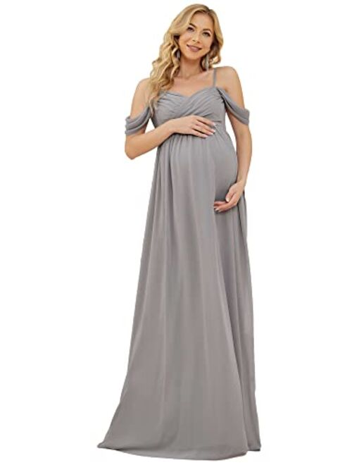 Ever-Pretty Women's Ruched Spaghetti Staps V Neck Short Sleeves Maternity Formal Party Dress 20809