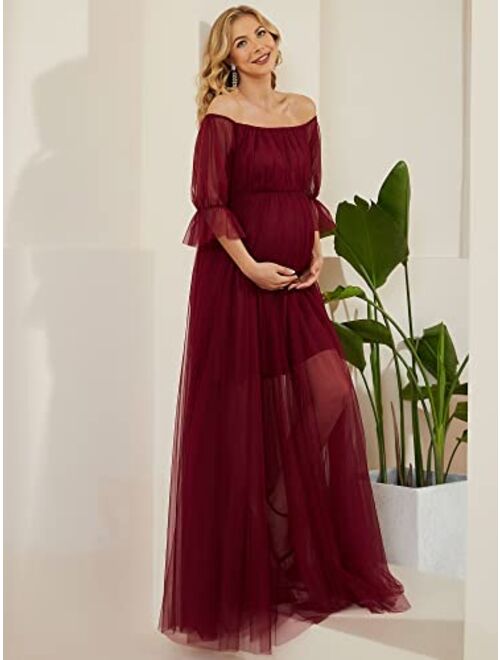 Ever-Pretty Women's Off-Shoulder A-line Tulle Maternity Dress for Baby Shower 20862