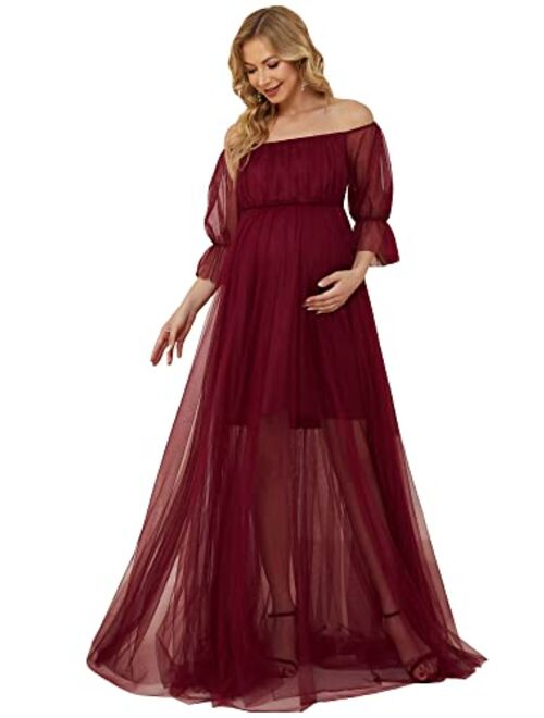 Ever-Pretty Women's Off-Shoulder A-line Tulle Maternity Dress for Baby Shower 20862