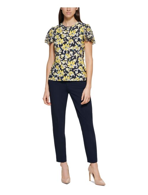 Tommy Hilfiger Floral-Print Flutter-Sleeve Top