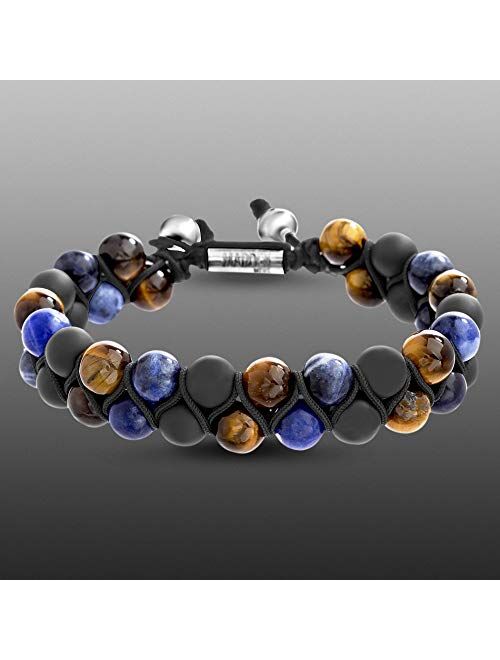 Steve Madden Double Row Adjustable Slider Bracelet for Men in Stainless Steel