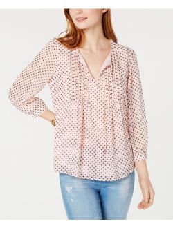 Long-Sleeve Bayview-Dot Pintuck Top, Created for Macy's