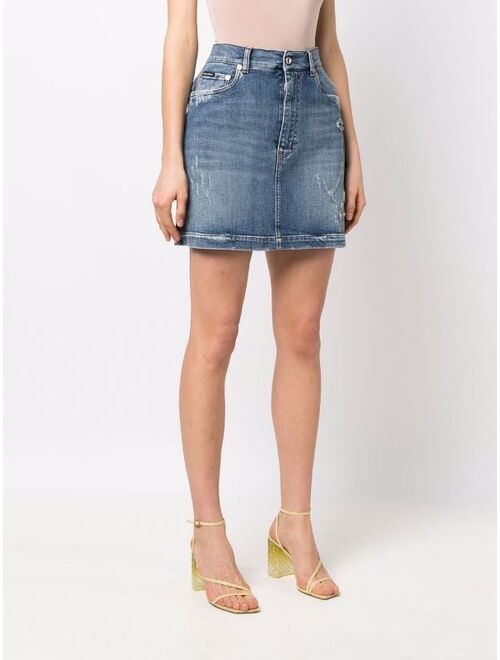 Dolce & Gabbana ripped-finish denim skirt