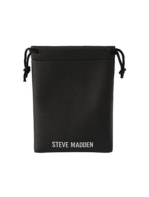 Steve Madden 28 Inch Polished Split Design Open Cross Dogtag Box Chain Necklace for Men in Black IP Plated Stainless Steel (Black)