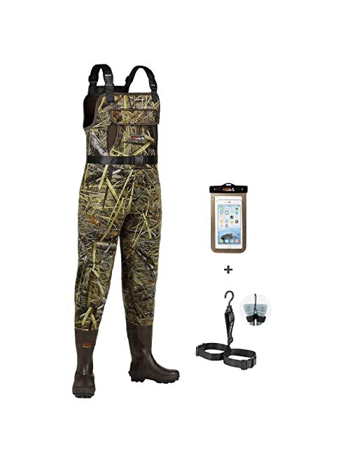 HISEA Neoprene Chest Waders Leopard Print Duck Hunting Waders for Women with Boots Waterproof Insulated Fishing Waders