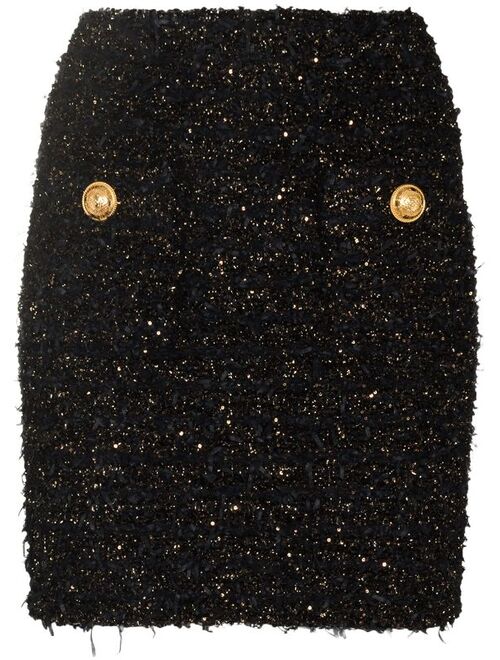 Balmain high-rise tweed miniskirt