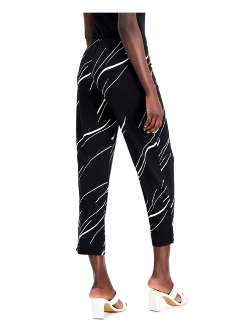 Alfani Petite Printed Pull-On Cropped Pants, Created for Macy's