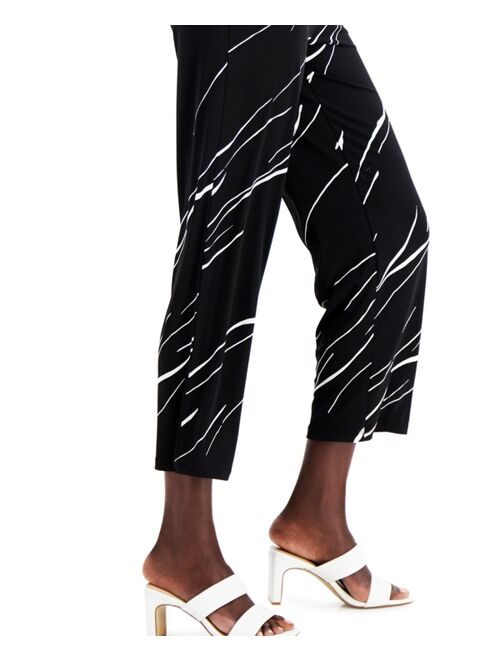 Alfani Petite Printed Pull-On Cropped Pants, Created for Macy's