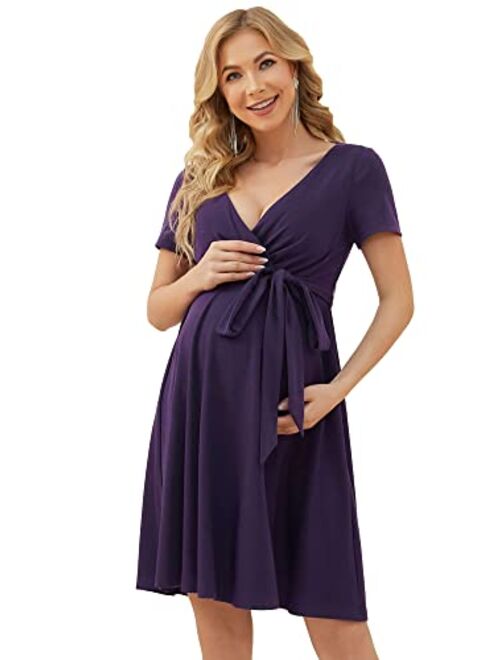 Ever-Pretty Women's V-Neck A-line Short Wrap Maternity Dress for Causal Party 20786