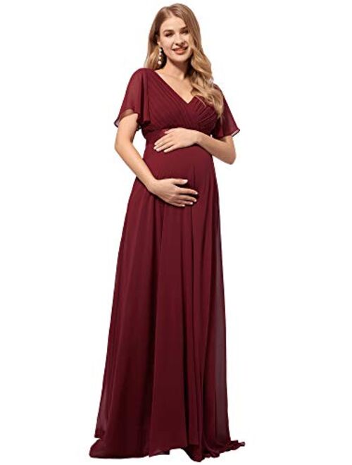 Ever-Pretty Womens Short Sleeve A-line V-Neck Chiffon Maternity Dresses for Party 9890-YF