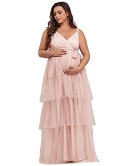 Women Plus Size V Neck A Line Maternity Party Dresses for Baby Shower 20794-PZ