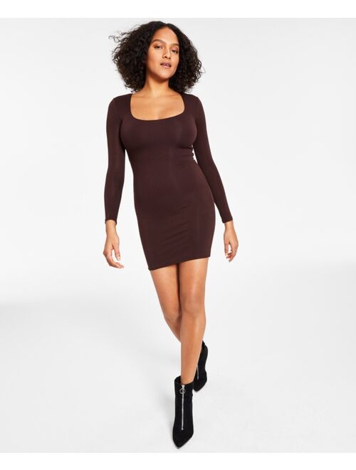 Bar III Bodycon Crepe Scoop-Neck Mini Dress, Created for Macy's