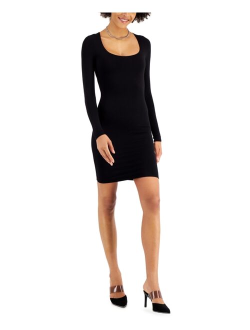 Bar III Bodycon Crepe Scoop-Neck Mini Dress, Created for Macy's