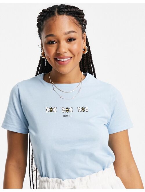 New Look bee logo t-shirt in light blue