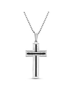 Black IP Plated Stainless Steel Cross Pendant